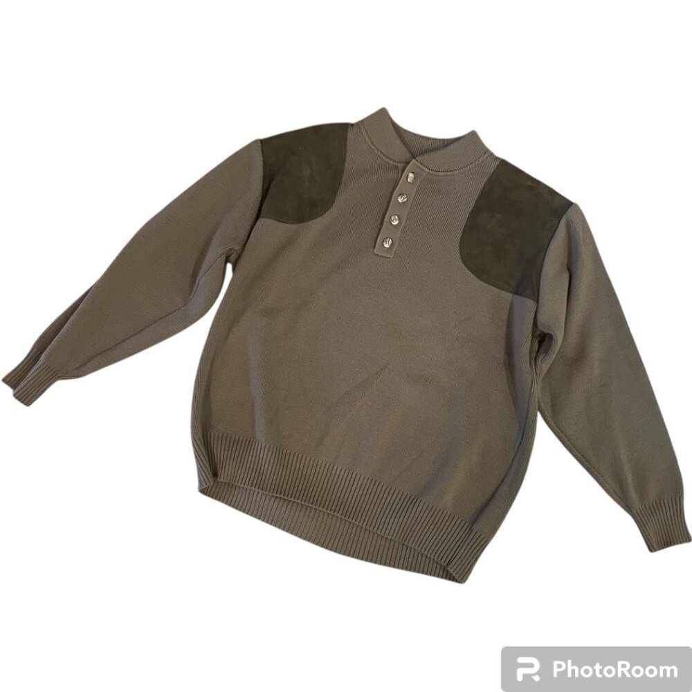 Filson Crewneck Sweater Green and Tan Durable Knit